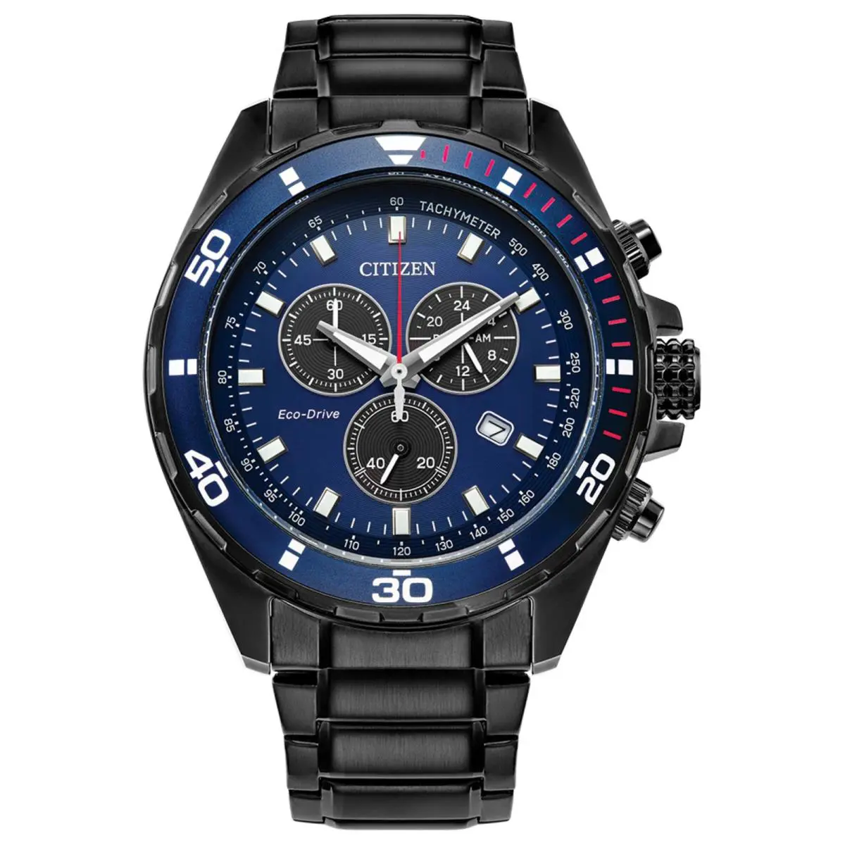 Citizen Men`s Watch Weekender Chrono Black and Blue Dial Bracelet AT2518-56L - Dial: Blue, Black, Band: Black