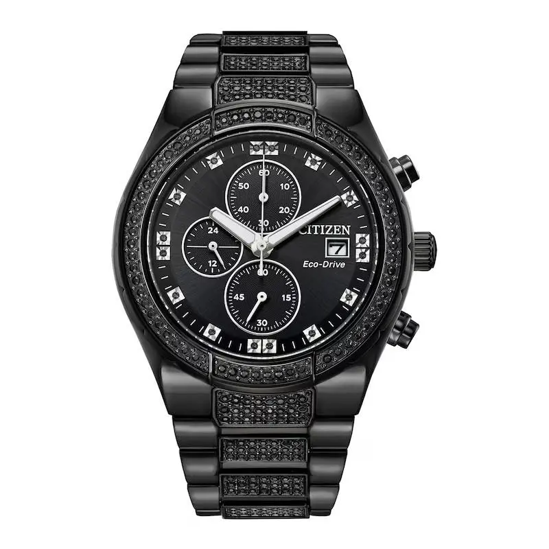 Citizen Eco Drive Chronograph Men Watch Stainless Steel Black Tone CA0755-68E