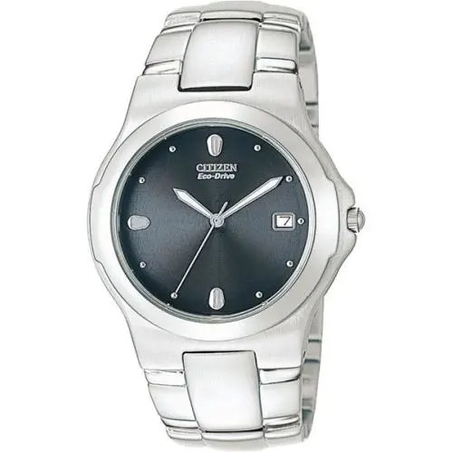 Citizen BM0330-57H Eco-drive Silver Tone Stainless Date Black Dial Men`s Watch
