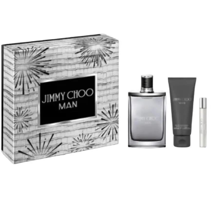 Jimmy Choo Man Gift Set For Men - 3.3 oz Edt + 0.25 oz Edt + 3.3 oz S/gel