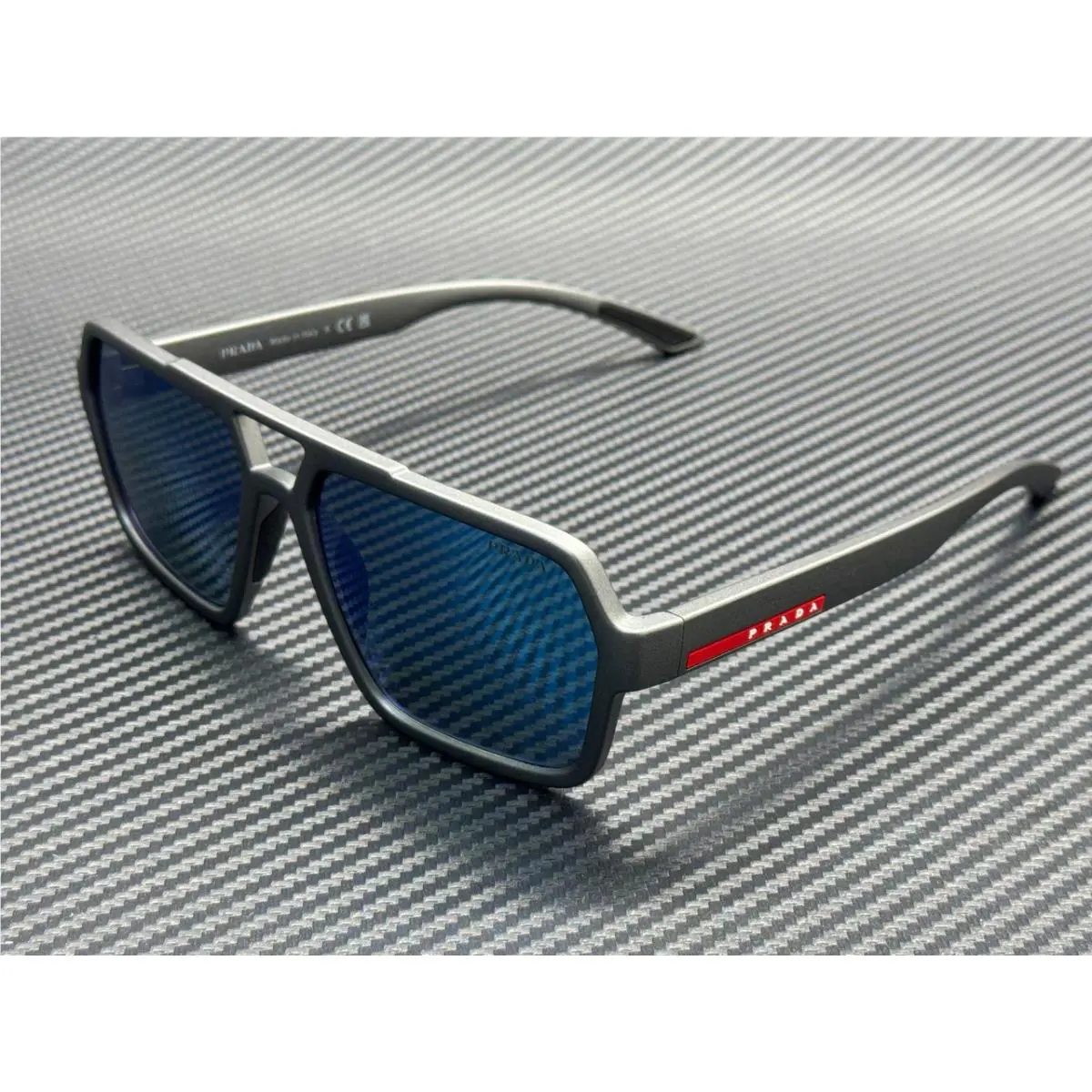 Prada Linea Rossa PS A06S 16X08R Grey Silver Blue Mirror Men`s 59 mm Sunglasses