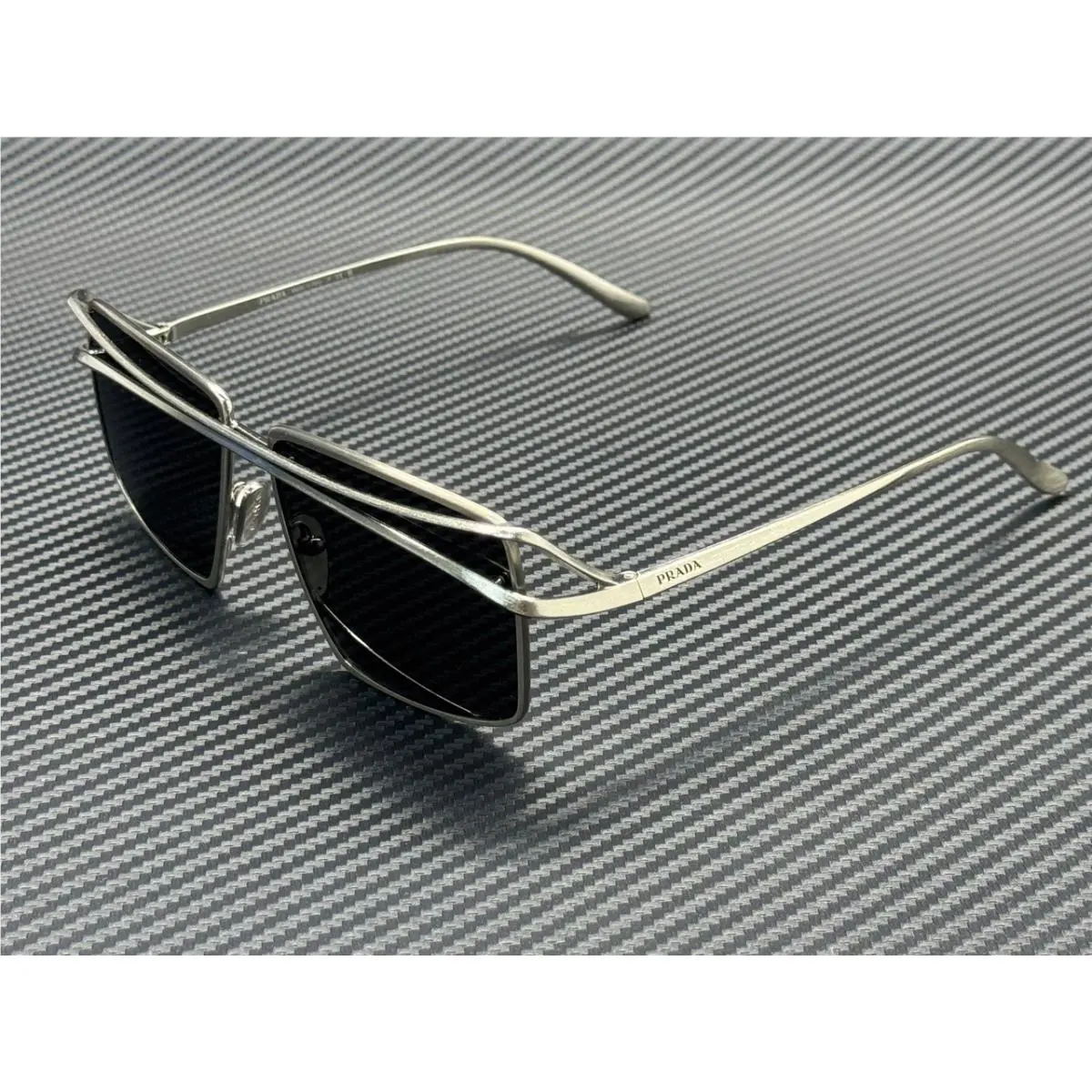Prada PR C55S 28C08Z Silver Vintage Dark Grey Men`s 58 mm Sunglasses