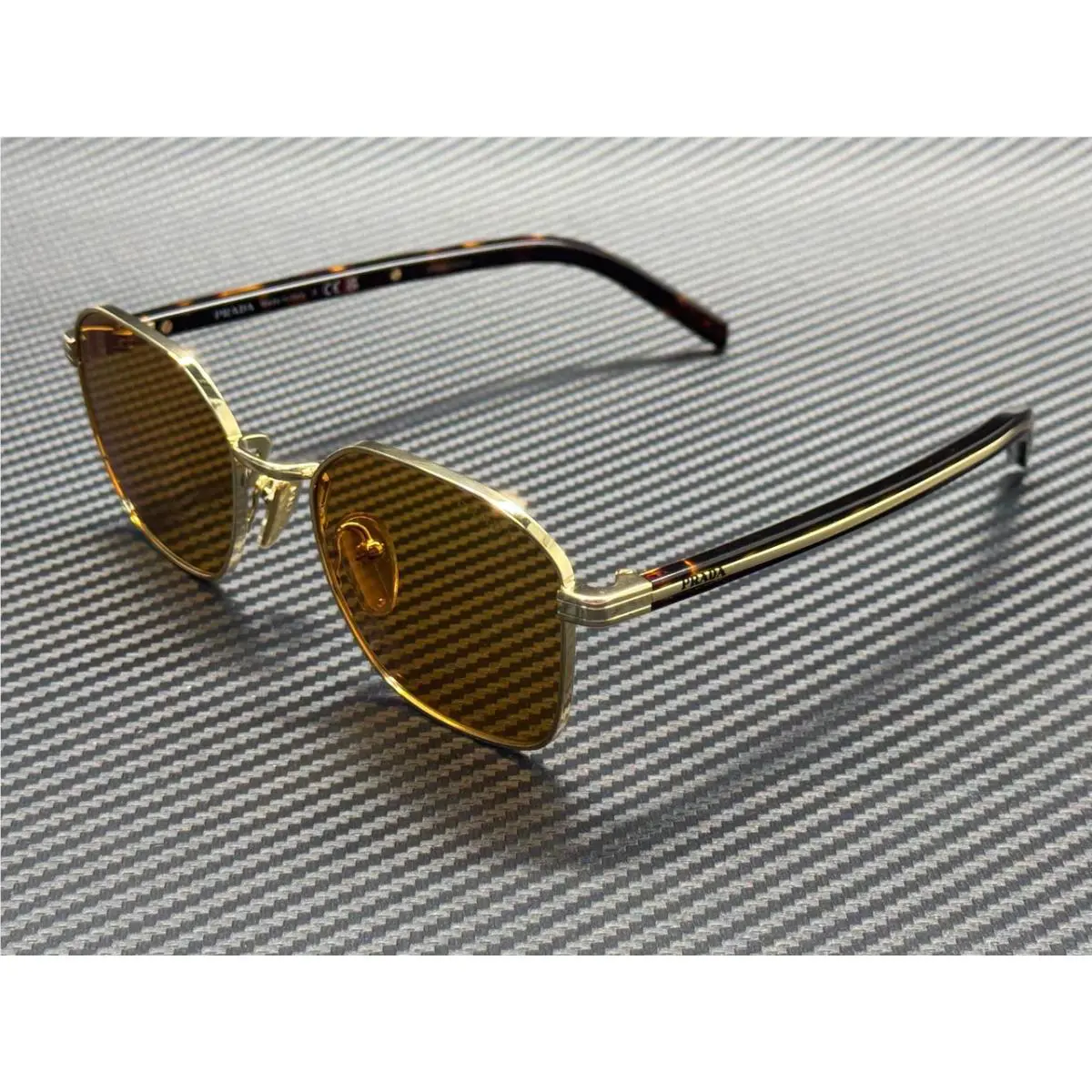 Prada PR C50S 5AK50P Gold Dark Honey Men`s 53 mm Sunglasses
