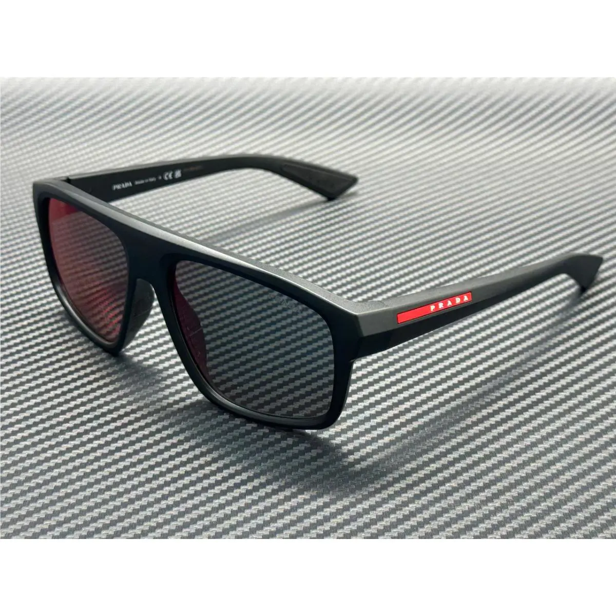 Prada Linea Rossa PS B02S 1BO08F Matte Black Red Mirror Blue 59 mm Sunglasses
