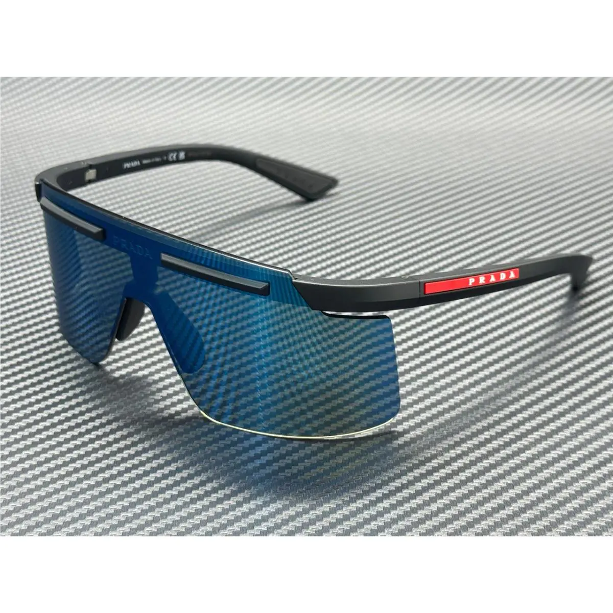 Prada Linea Rossa PS B06S 1BO08R Matte Black Blue Mirror Men`s 60 mm Sunglasses