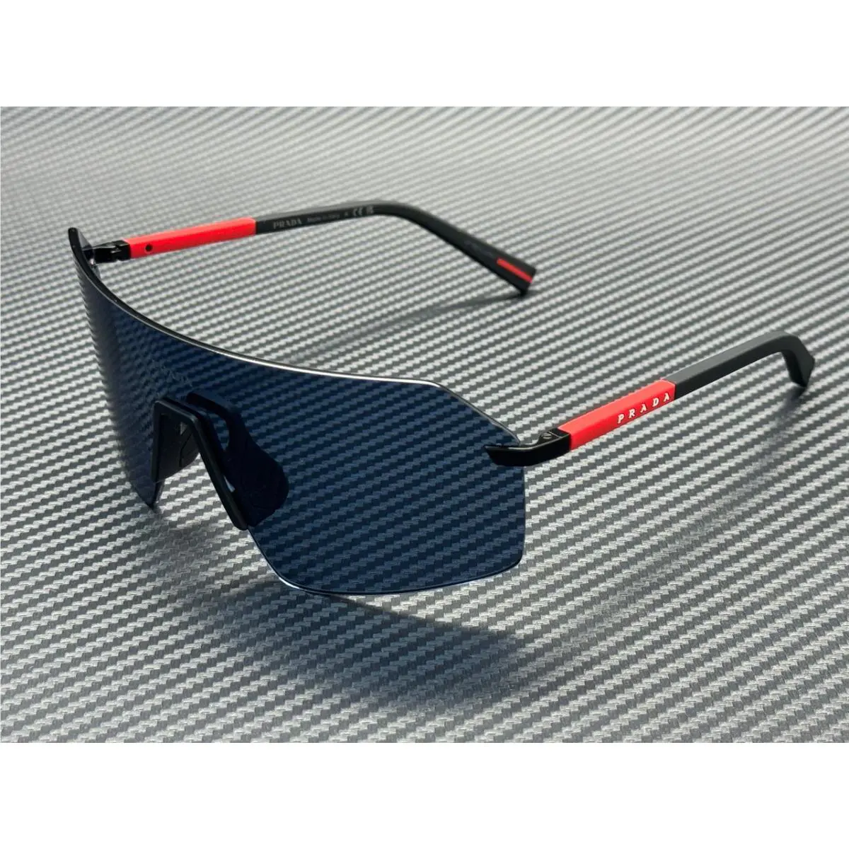 Prada Linea Rossa PS B50S 1BO06A Black Dark Blue Men`s 70 mm Sunglasses