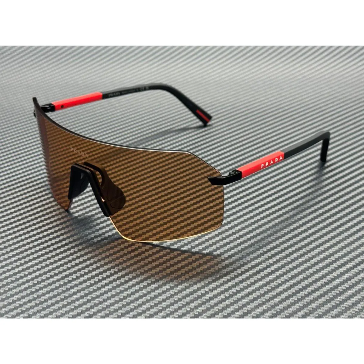Prada Linea Rossa PS B50S 1BO90U Black Orange Men`s 70 mm Sunglasses