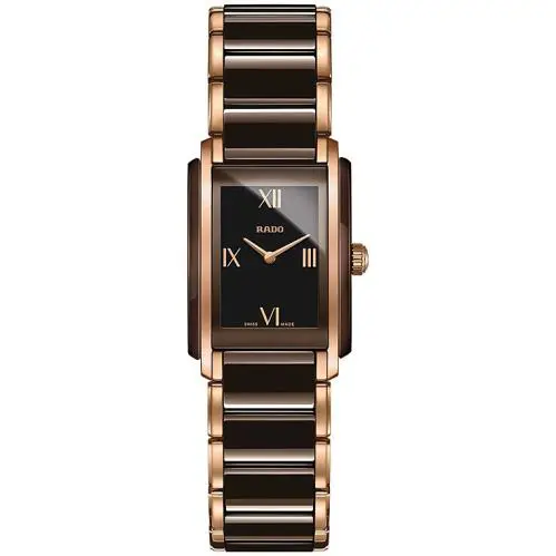 Rado Integral 22.7 mm Quartz Black Dial Rose Gold Two Toned Watch 153.0201.3.030