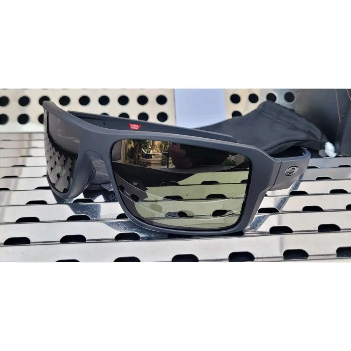 Oakley Double Edge 9380-0166 Sunglasses Matte Black w/ Dark Grey Hdo Lenses