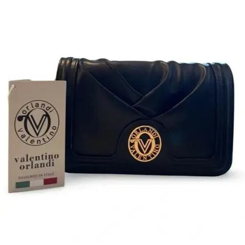Valentino Orlandi Italy Gold Hardware Chain Crossbody Shoulder Bag Clutch