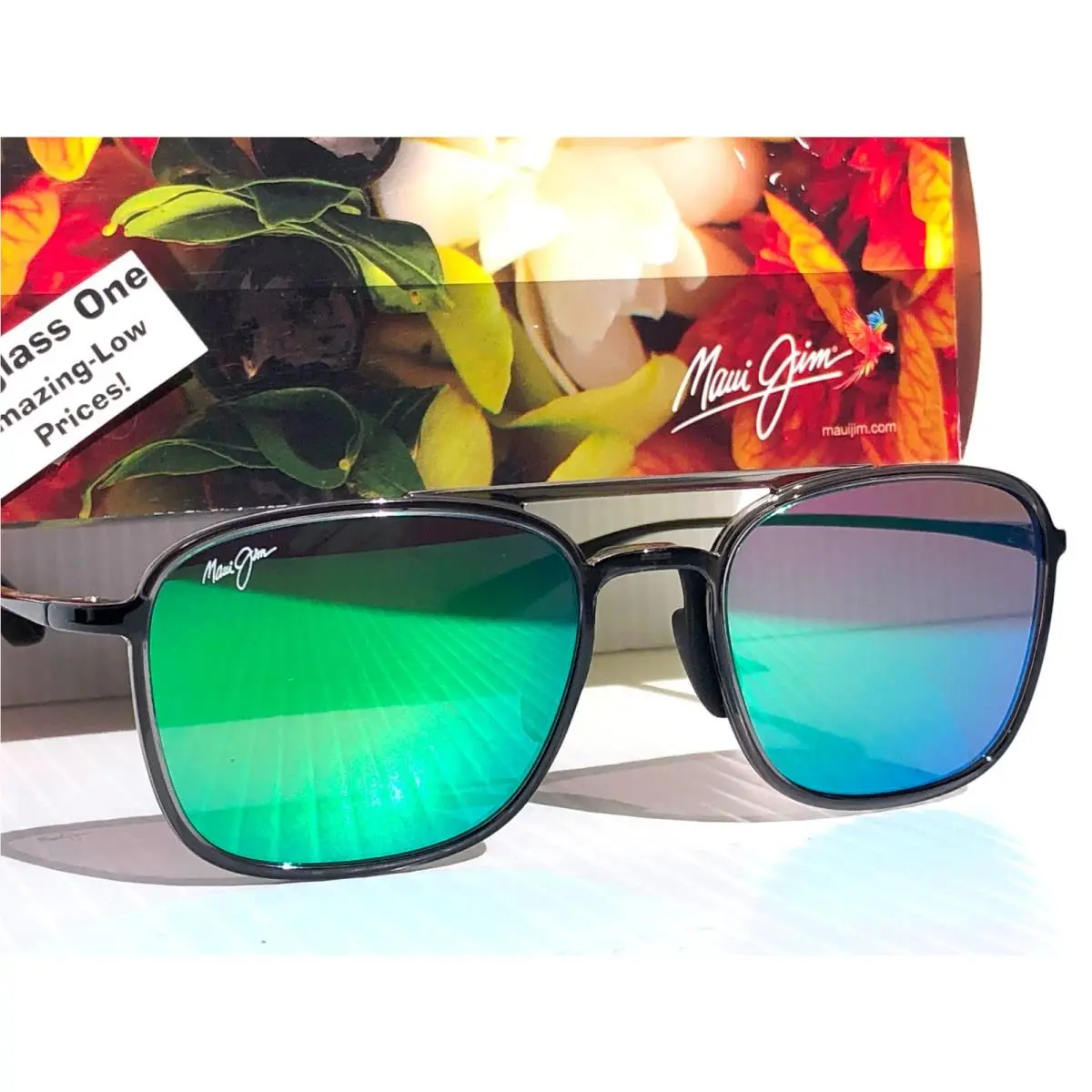 Maui Jim Keokea Translucent Grey Polarized Maui Green Lens Sunglass GM447-11