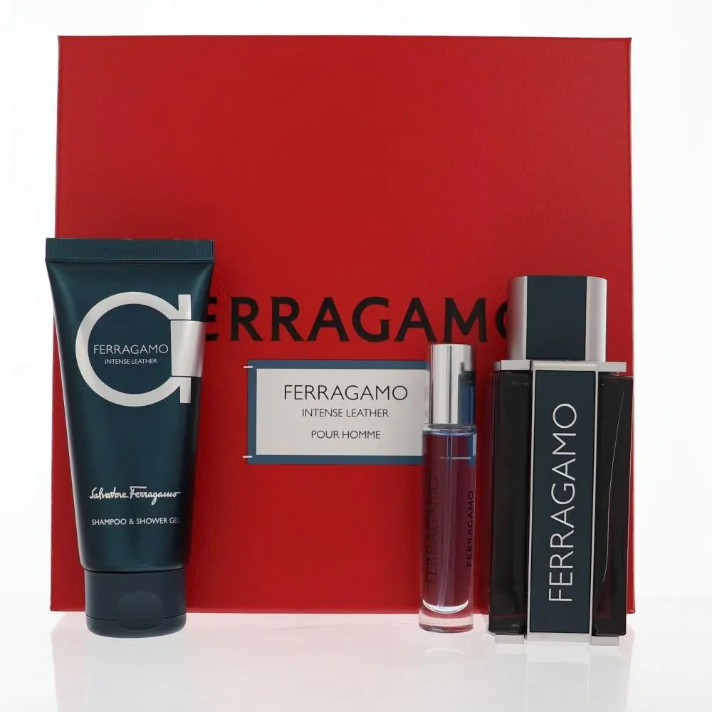 Intense Leather by Salvatore Ferragamo Gift Set For Men 3 Piece Set For Men: