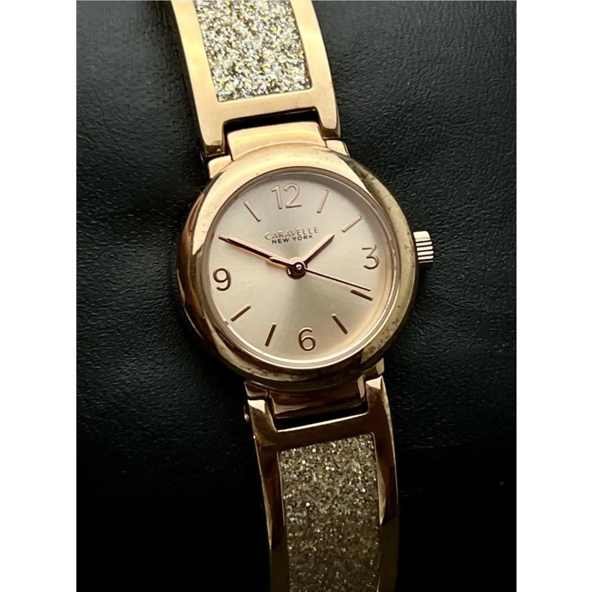 2015 Caravelle by Bulova Women`s 25mm Quartz Watch Rose Gold Diamantés