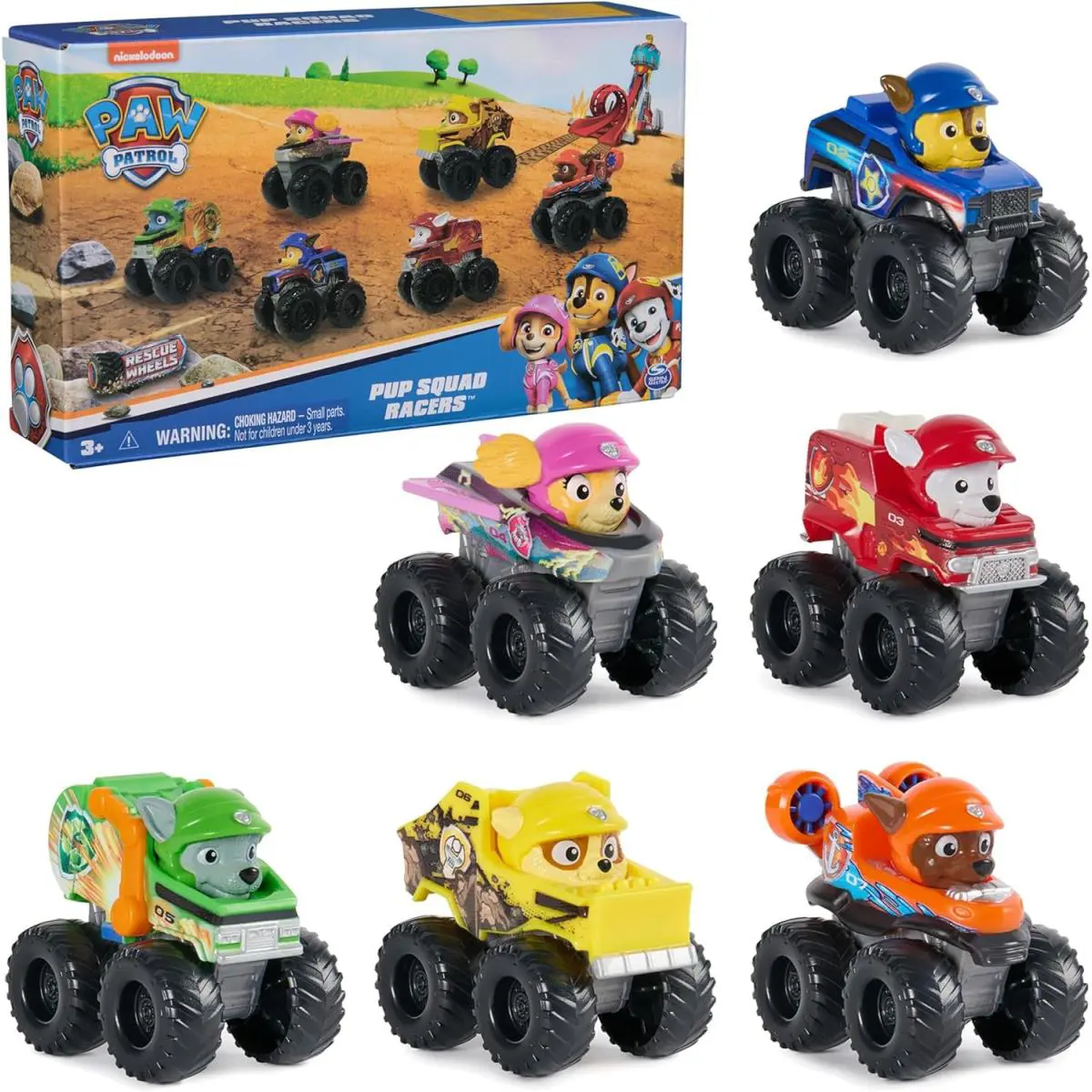6-Piece Pup Squad Racer Toy Car Set For Kids Paw Patrol Vehicles