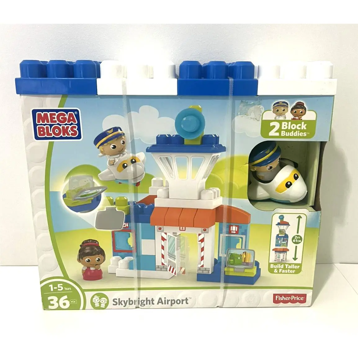 Mega Bloks Skybright Airport Set with Control Tower 2 Figures 36 Pcs 1-5 Yrs