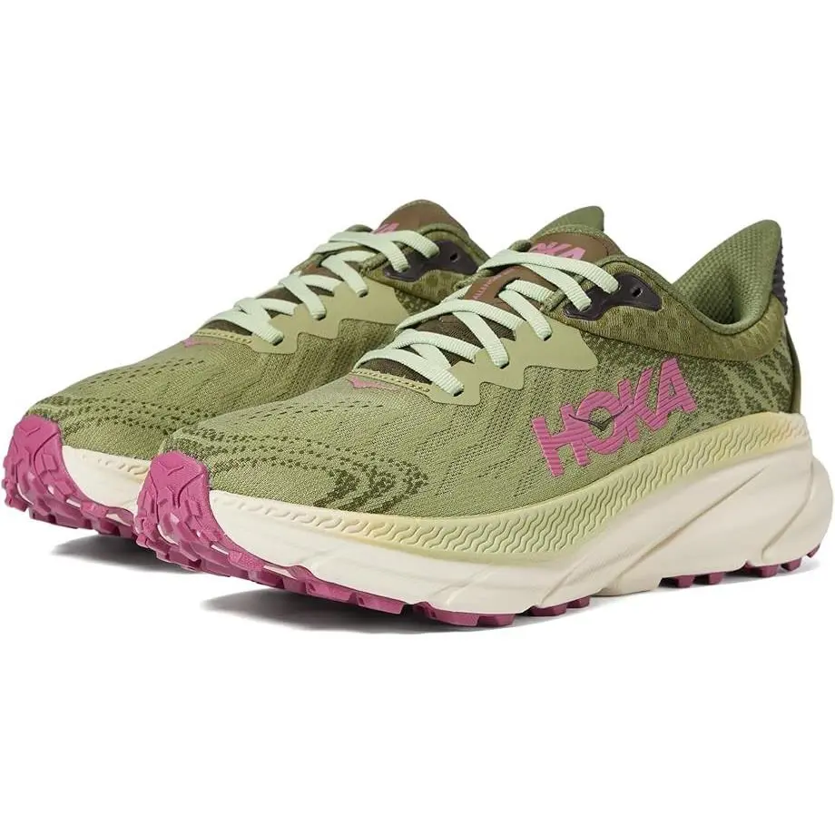 Hoka Challenger Atr 7 Road Running Training Sneakers Green Pink Mesh Wide Sz 7 D - Forest Floor/Beet Root