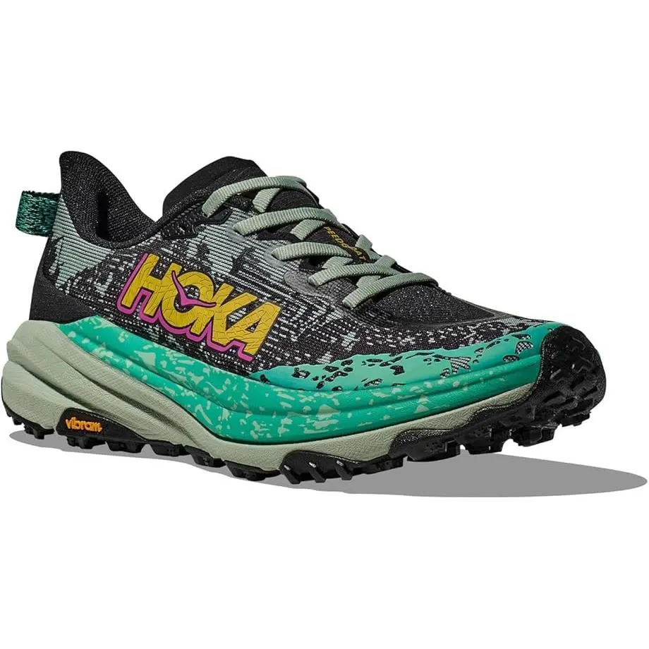 Hoka Speedgoat 6 Running Training Sneakers Comfort Shoes Black Turquoise Size 8 - Black / Turquoise