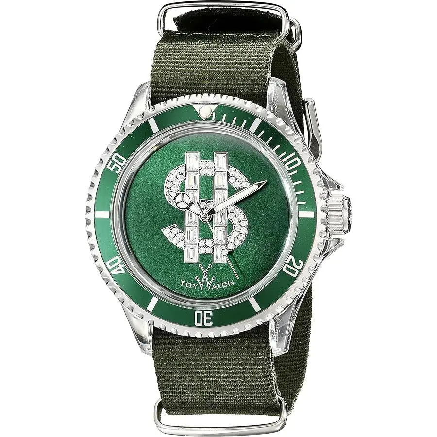 Toywatch Green Dollar Dial Canvas Strap Watch Men`s Money Watch