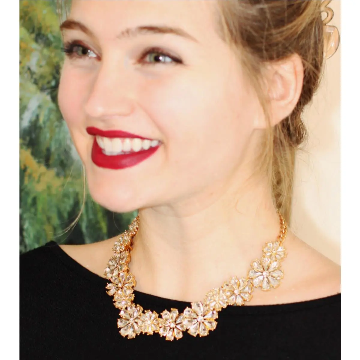Kate Spade Clear As Crystal Short Daisy Cluster Collar Necklace