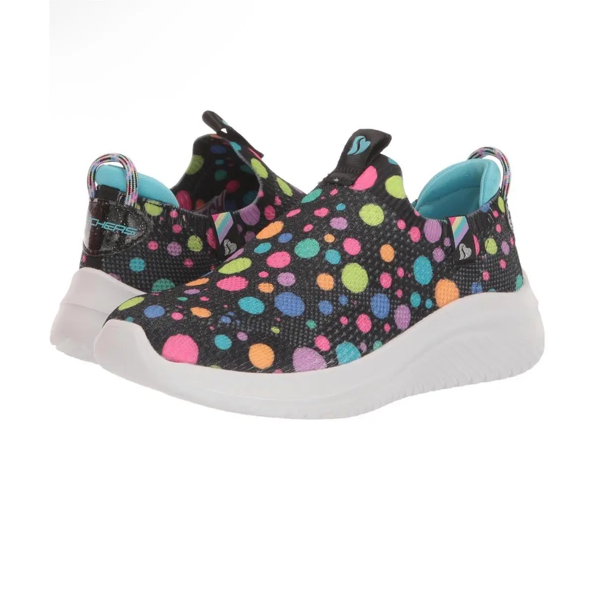 Skechers Girls Ultra Flex 3.0 Sneakers Polka Dot Slip On Knit Size 3.5 Big Kid