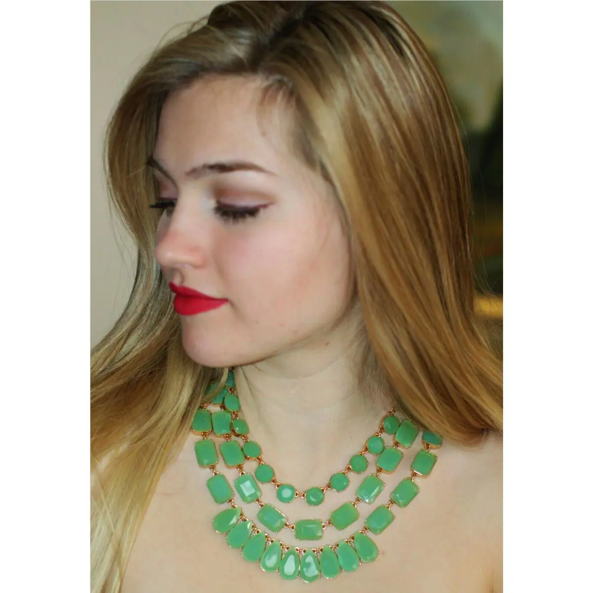 Kate Spade Riviera Garden Triple Strand Necklace Giverny Blue Spring Green