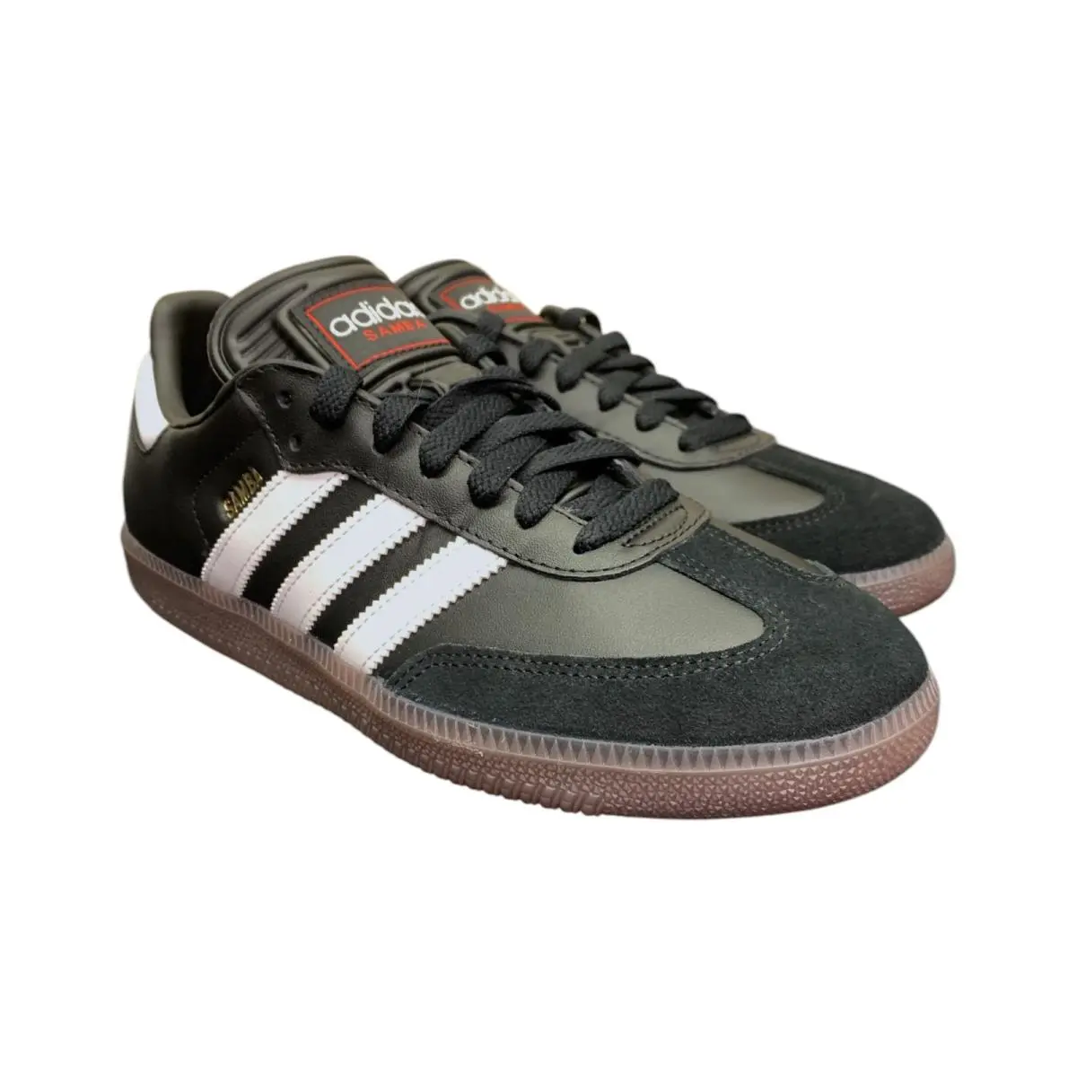 Unisex Samba Indoor Soccer Shoes Classic Leather Court Sneaker Black/White/Red by Adidas