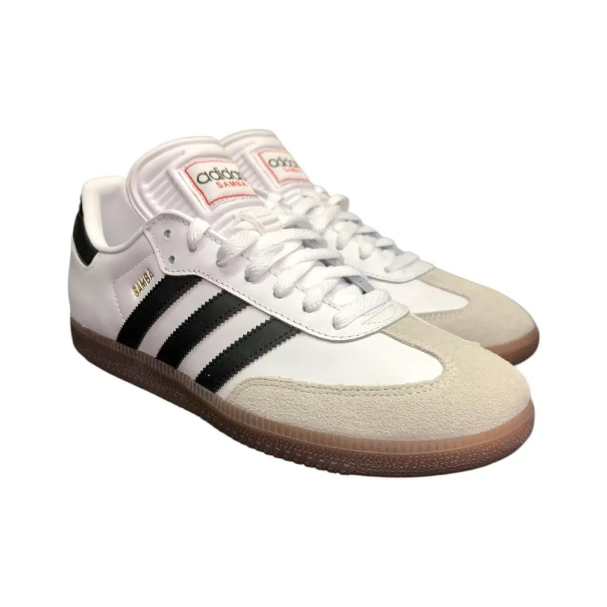 Unisex Samba Indoor Soccer Shoes Classic Leather Court Sneaker White/Black/Red by Adidas