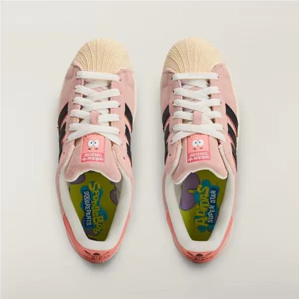 Adidas Patrick Superstar Shoes - From Spongebob Squarepants - Pink/black