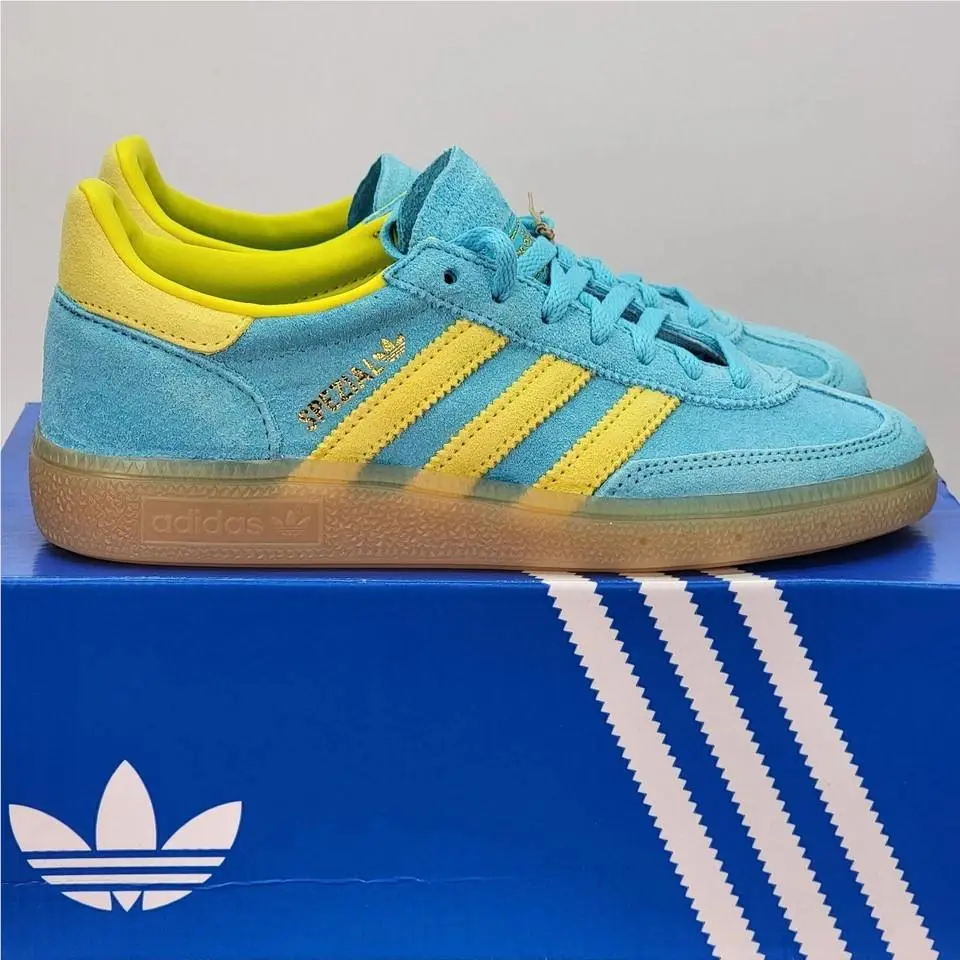 Adidas shoes - Handball Spezial Blue Glow Bright Yellow - JR7351 - Teal 2