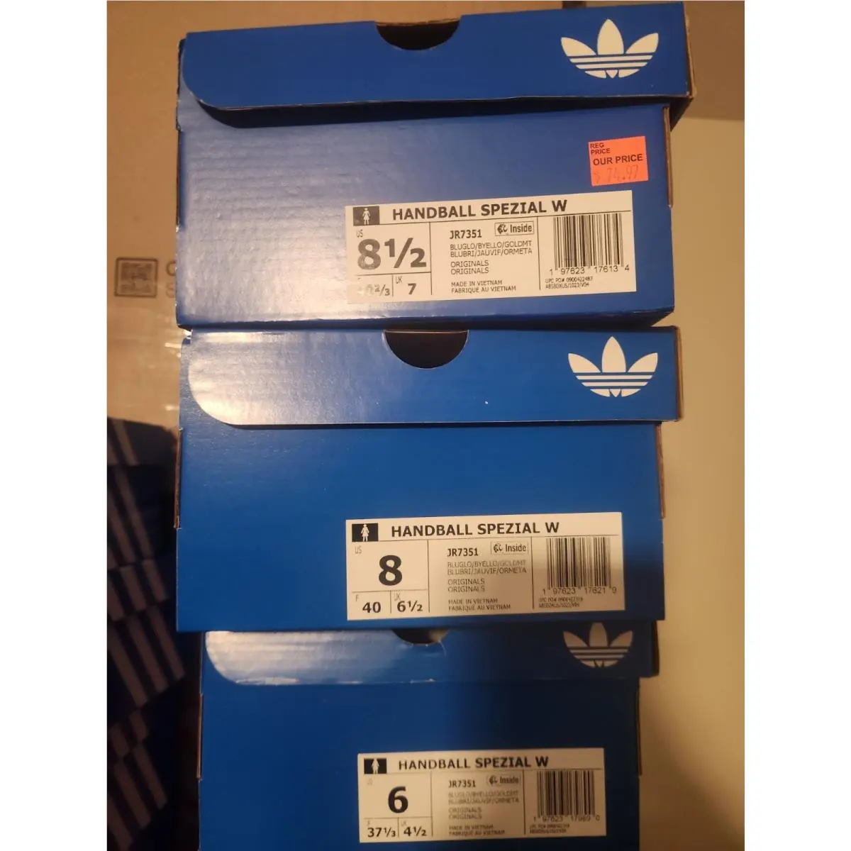 Adidas shoes - Handball Spezial Blue Glow Bright Yellow - JR7351 - Teal 22