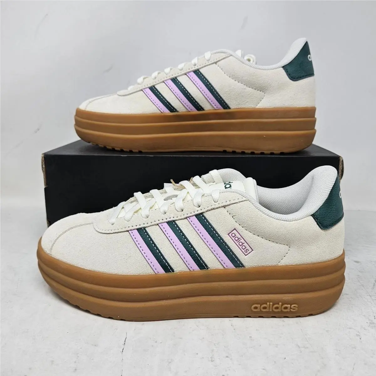 Adidas VL Court Bold Off White Green Platform Casual Shoe JI1788 Women`s Sz 9.5