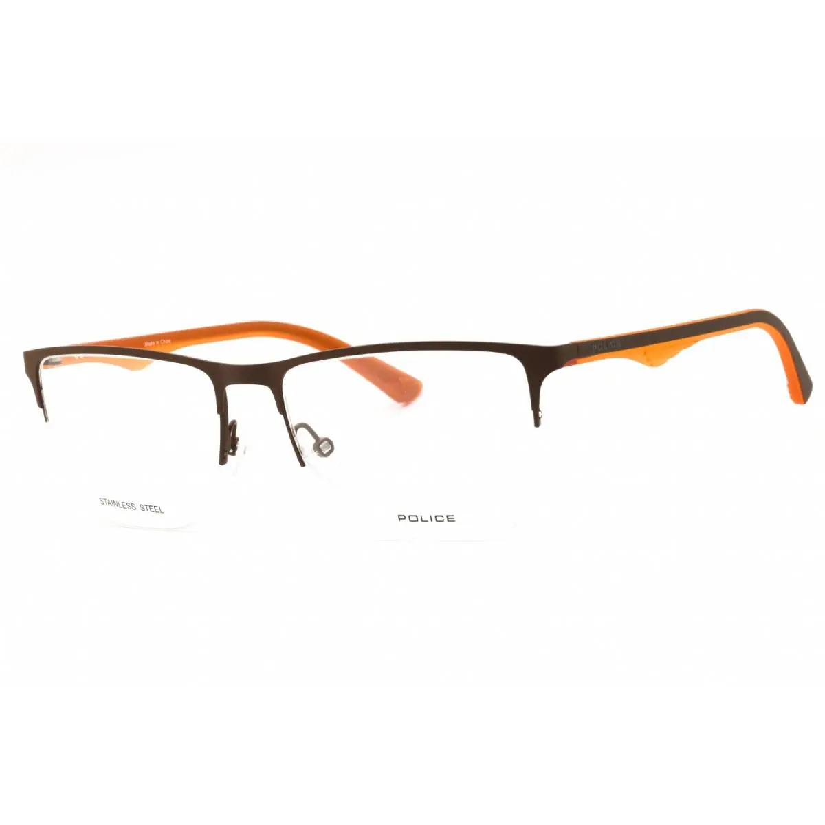 Police VPL398 090L Shiny Dark Brown 53mm Eyeglasses
