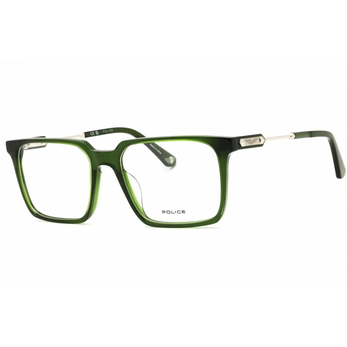 Police VPLN28 0G61 Shiny Transparent Green 53mm Eyeglasses
