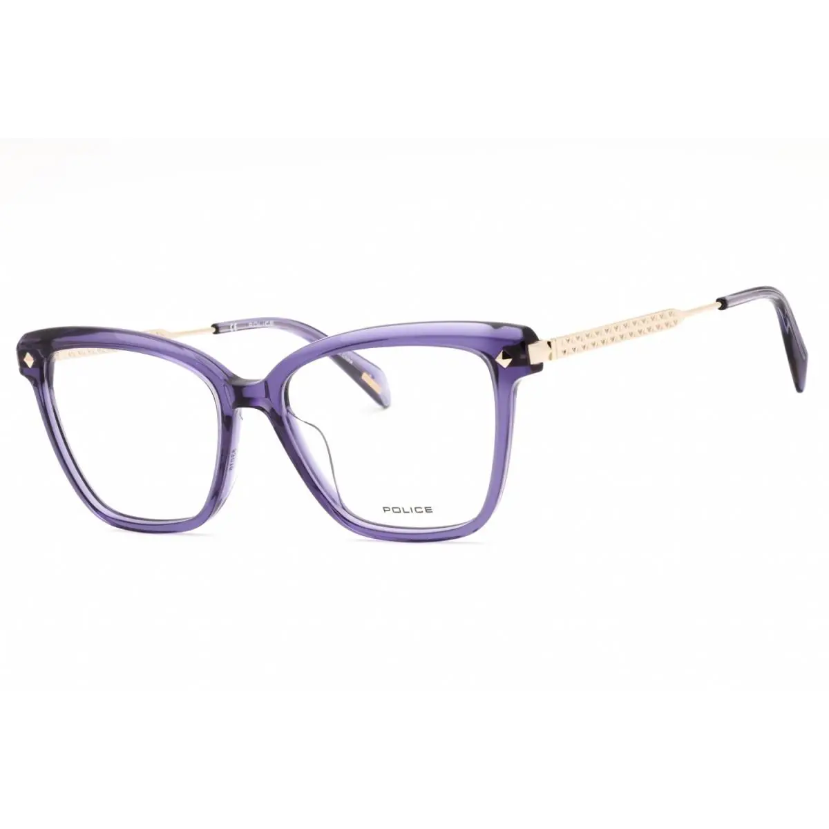 Police VPLG28 06SC Shiny Transparent Purple 53mm Eyeglasses - Frame: Shiny Transparent Purple, Lens: Clear Demo Lenses, code: 06SC