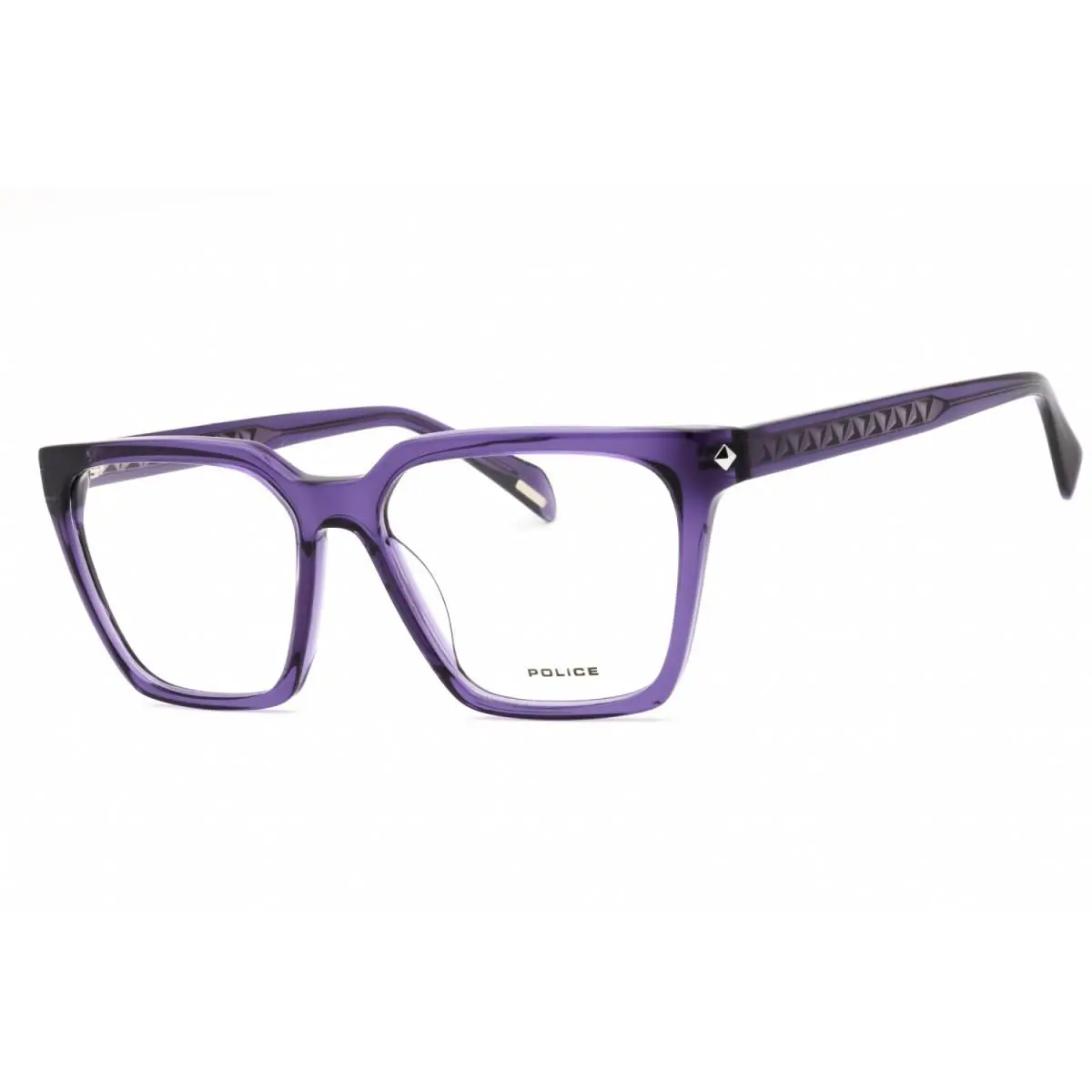 Police VPLG29 0U55 Shiny Transparent Dark Purple 53mm Eyeglasses