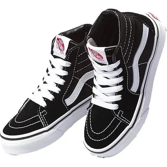 Vans UY Sk8-Hi VD5F6BT Sneakers Kids Black White Leather High Top Trainers Shoes - Black