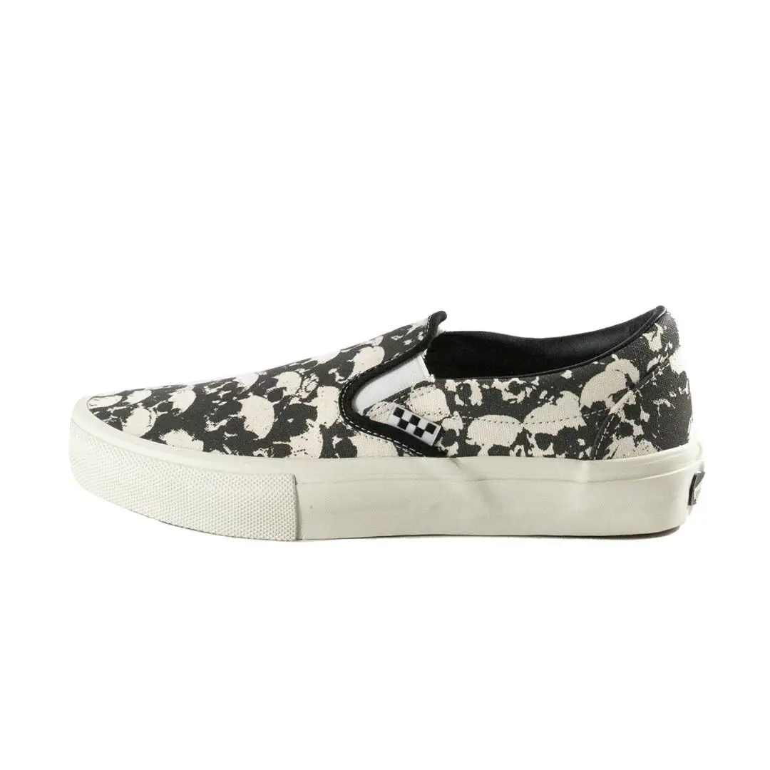 Vans Skate Slip-on Skull Pile Shoes Black White Gum - Black White Gum