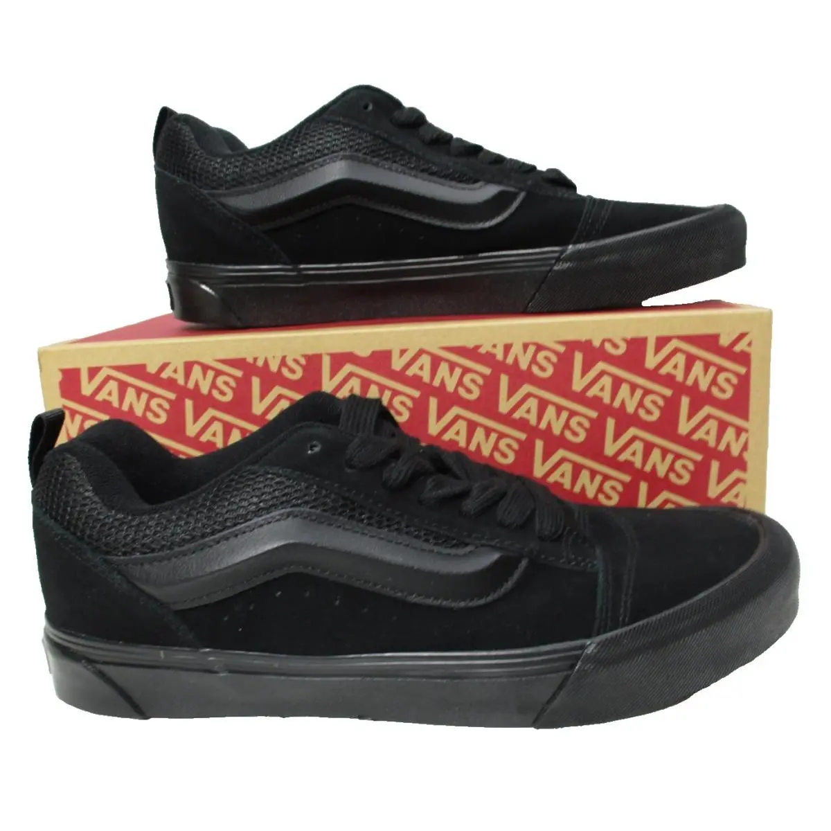Vans Knu Skool Shoes Triple Black Suede Skate Sneakers Mens Sz 11