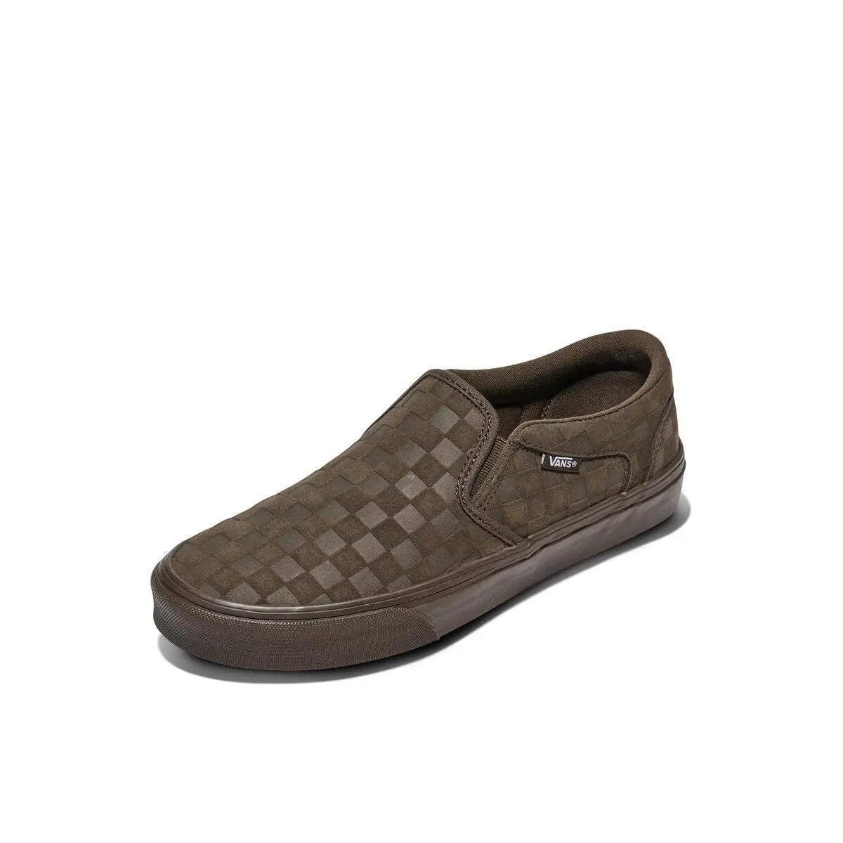 Vans Mens Asher Slip-on Shoe Comfortable Sneakers For Walking Fashion - Embossed Suede Coal Brown