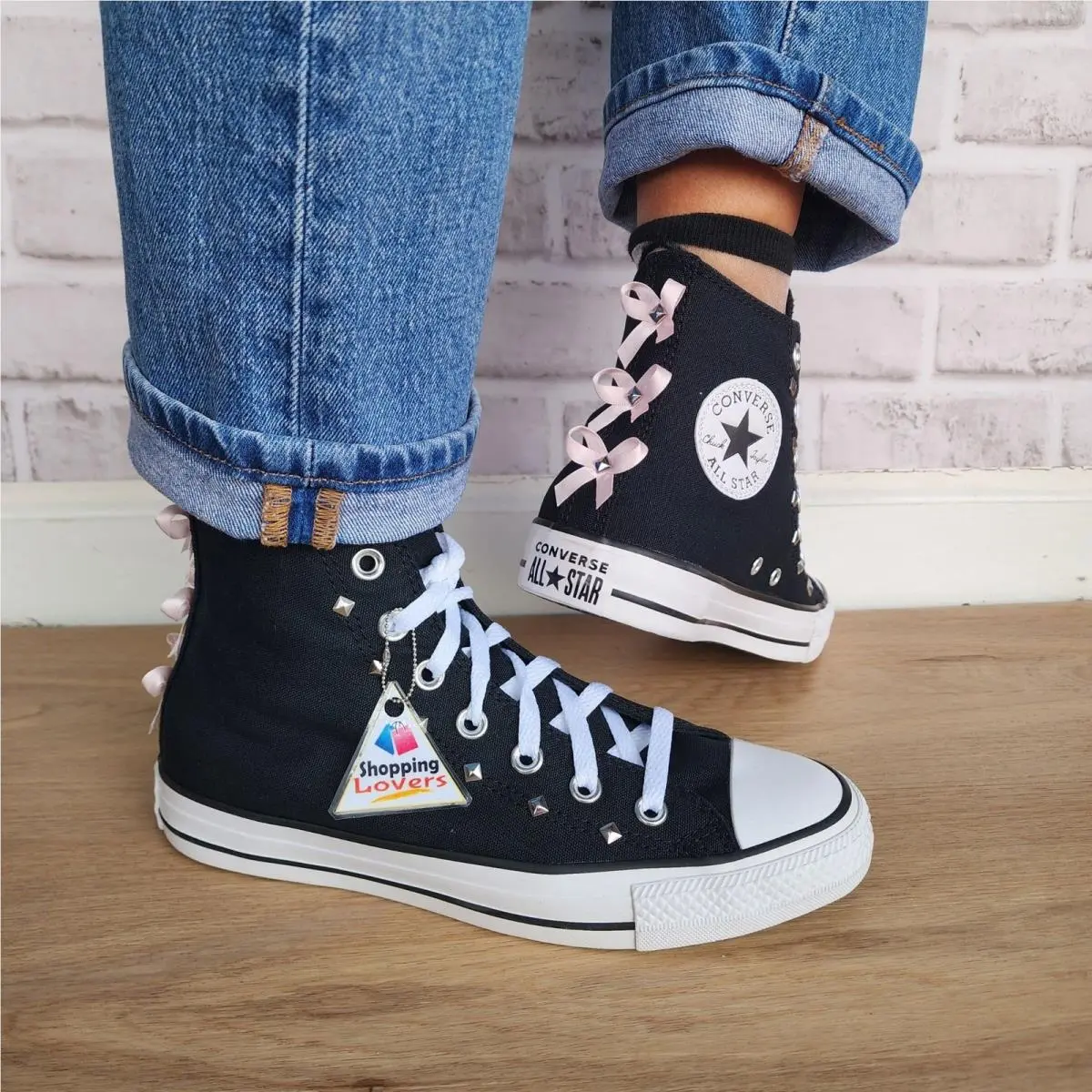 ⭐converse Chuck Taylor Bows Studs Size 8 Women`s Shoes Sneakers Black A16447F