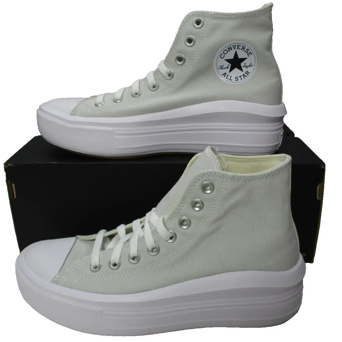 Converse Ctas Move Hi Womens Sz 9.5 Fossilized White Gray/beige Platform Shoes