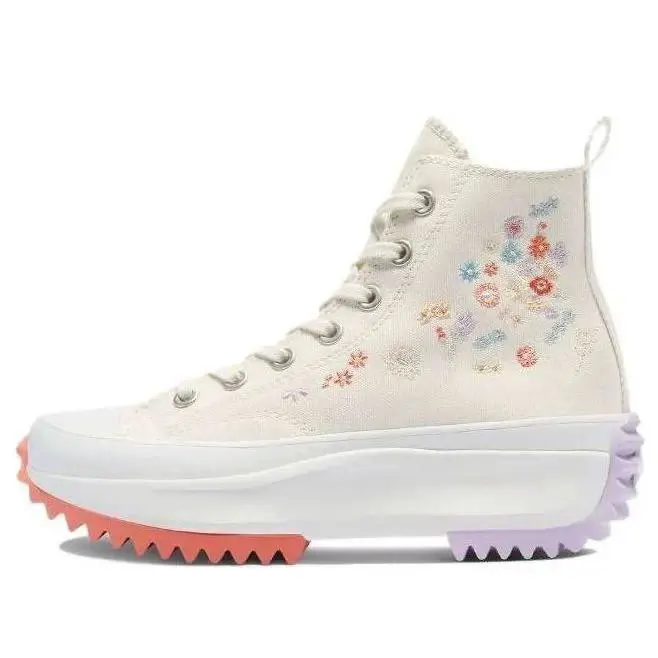Converse Run Star Hike Platform High `embroidered Floral` A01583C US M 8.5/W10 - Egret