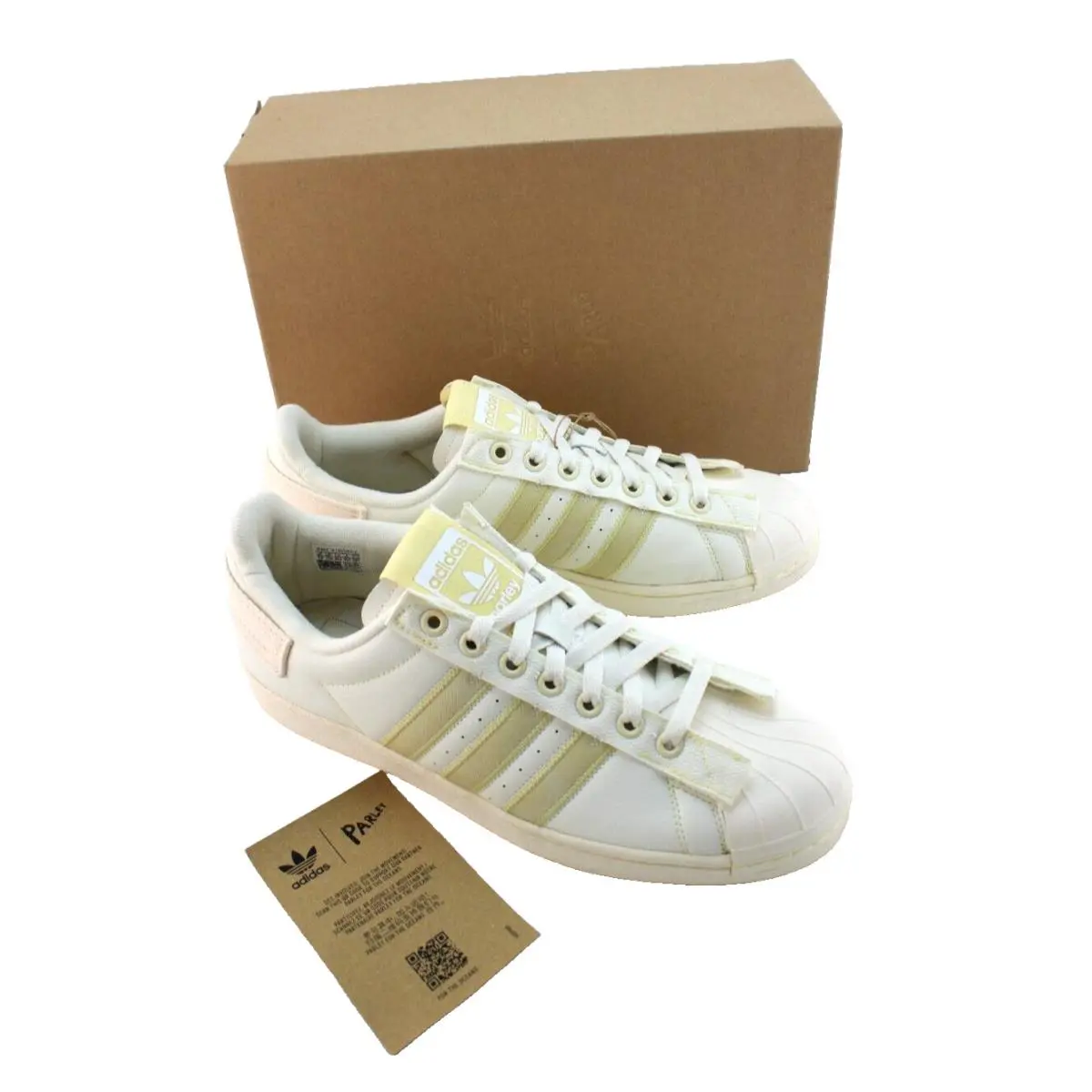 Adidas Size 12 Superstar Parley White/ Tan Men`s Sneakers