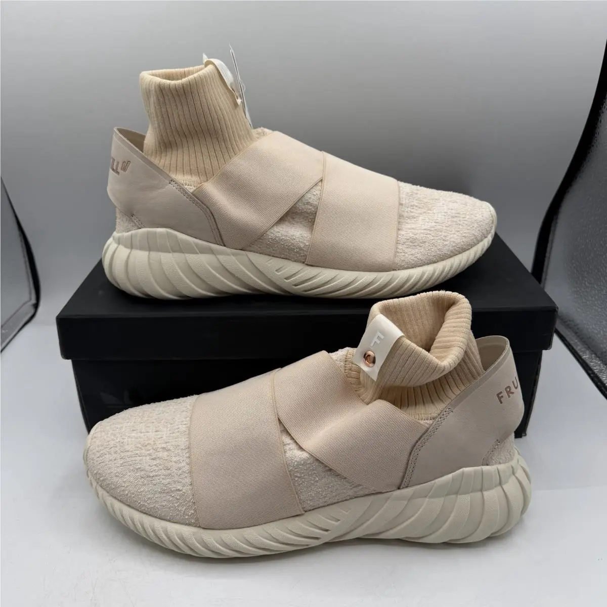 Adidas Overkill x Fruition Tubular Elastic Shoes Womens 9.5 Beige Sneaker CM8003