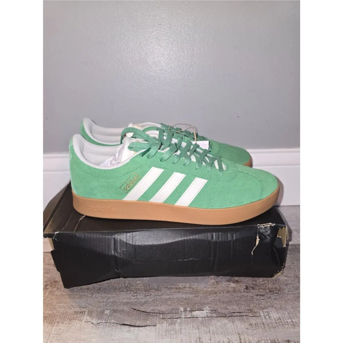Adidas VL Court 2.0 Green Suede - Gum Bottom - Mens 10