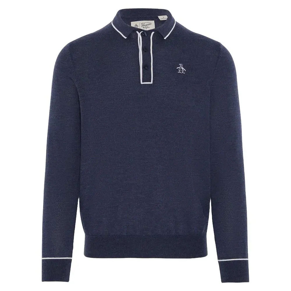 Original Penguin Men Longsleeve Veronica Golf Polo Black Iris - FA24