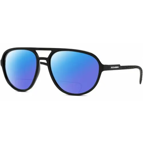 Dolce Gabbana DG6150 Mens Pilot Polarized Bifocal Sunglasses Black 60mm 41 Opt Blue Mirror by Dolce & Gabbana