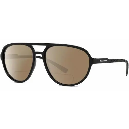 Dolce Gabbana DG6150 Mens Pilot Polarized Bifocal Sunglasses Black 60mm 41 Opt Brown by Dolce & Gabbana