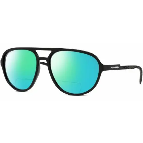 Dolce Gabbana DG6150 Mens Pilot Polarized Bifocal Sunglasses Black 60mm 41 Opt Green Mirror by Dolce & Gabbana
