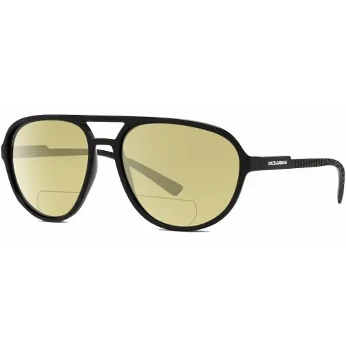 Dolce Gabbana DG6150 Mens Pilot Polarized Bifocal Sunglasses Black 60mm 41 Opt Yellow by Dolce & Gabbana
